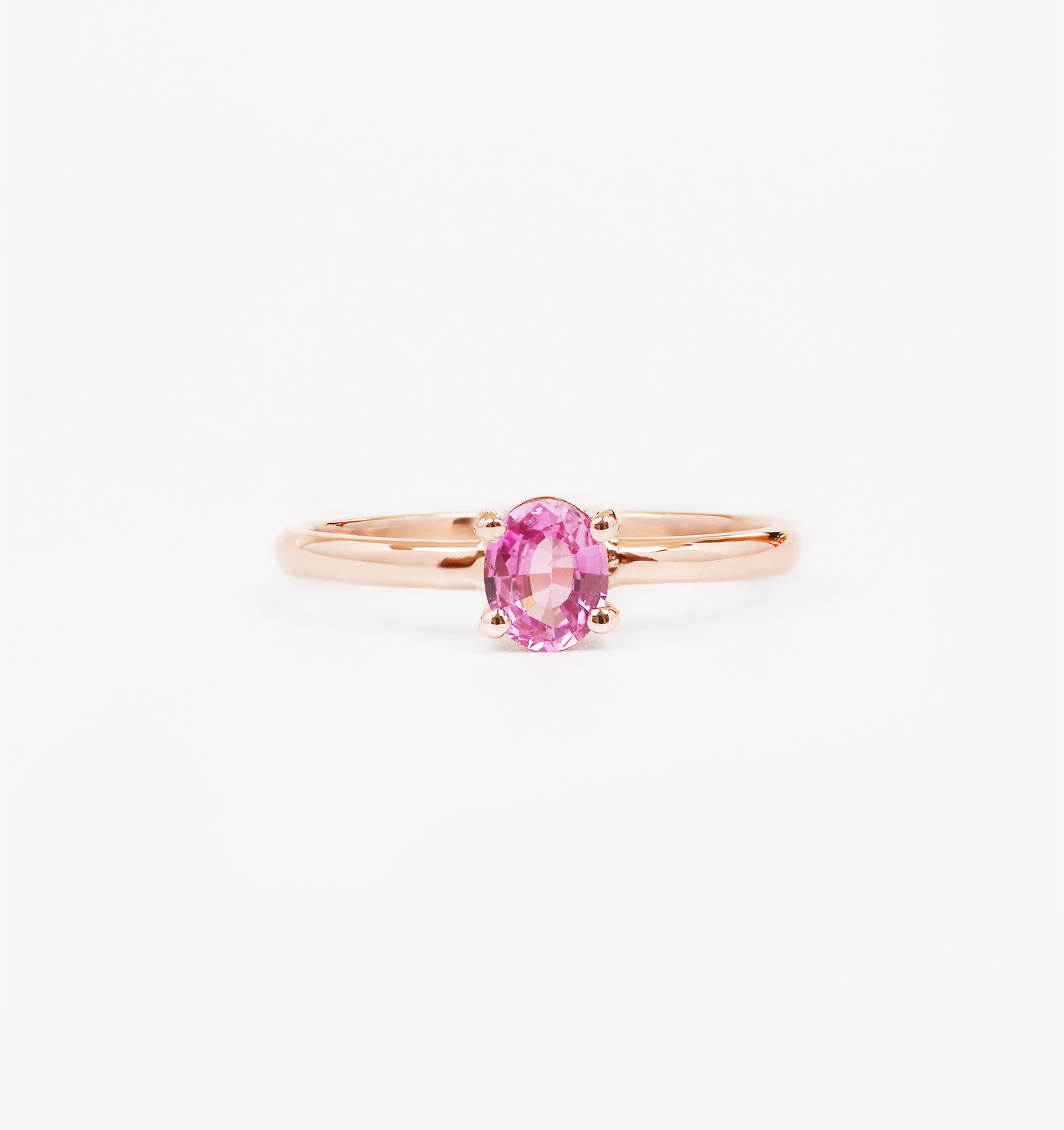 Pink Sapphire Ring in Rose Gold, Minimalist Engagement Ring - DIORAH ...