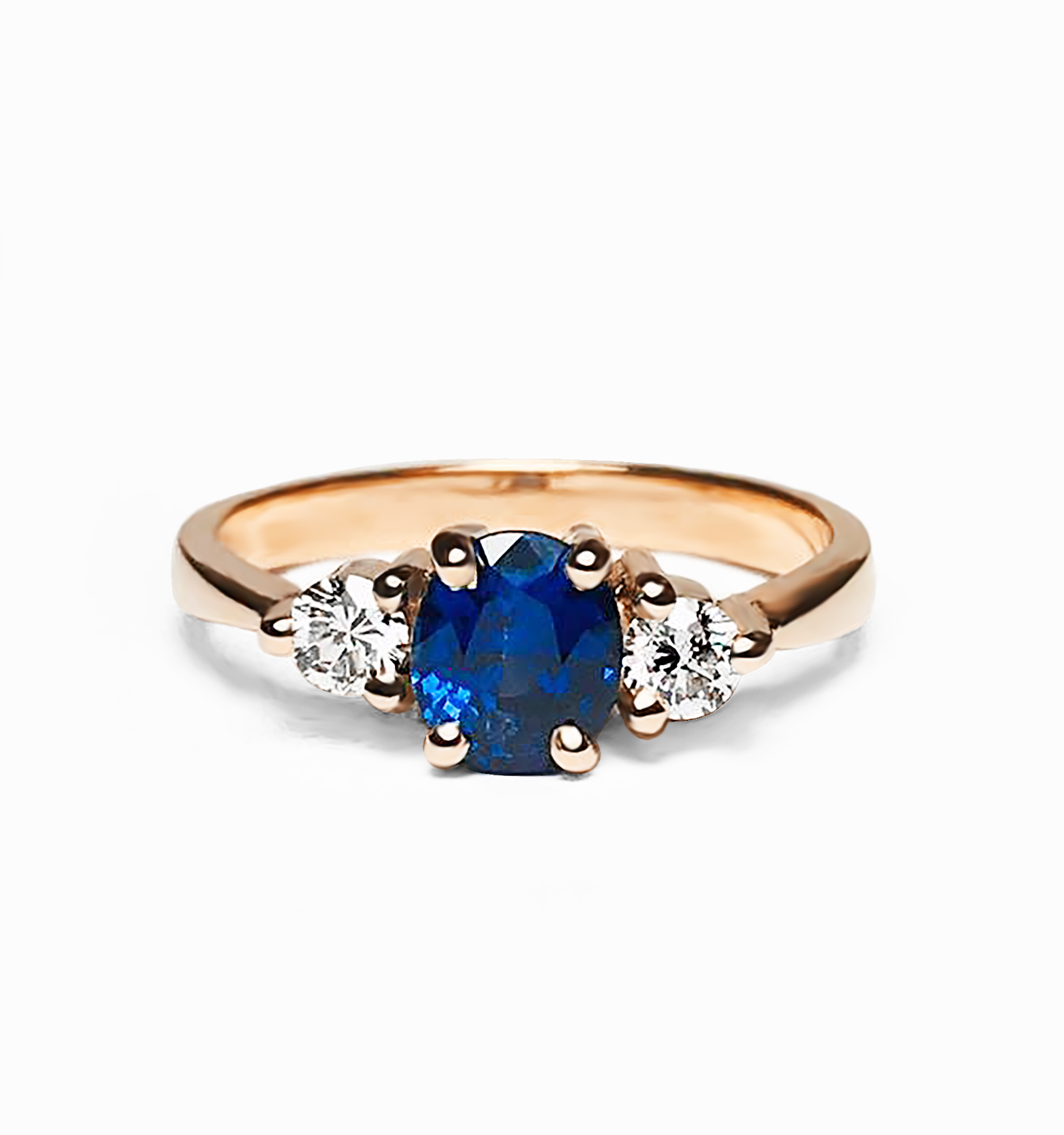 blue-sapphire-engagement-ring-rose-gold - DIORAH JEWELLERS