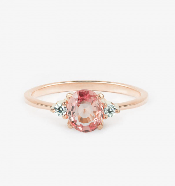 peach sapphire engagement ring