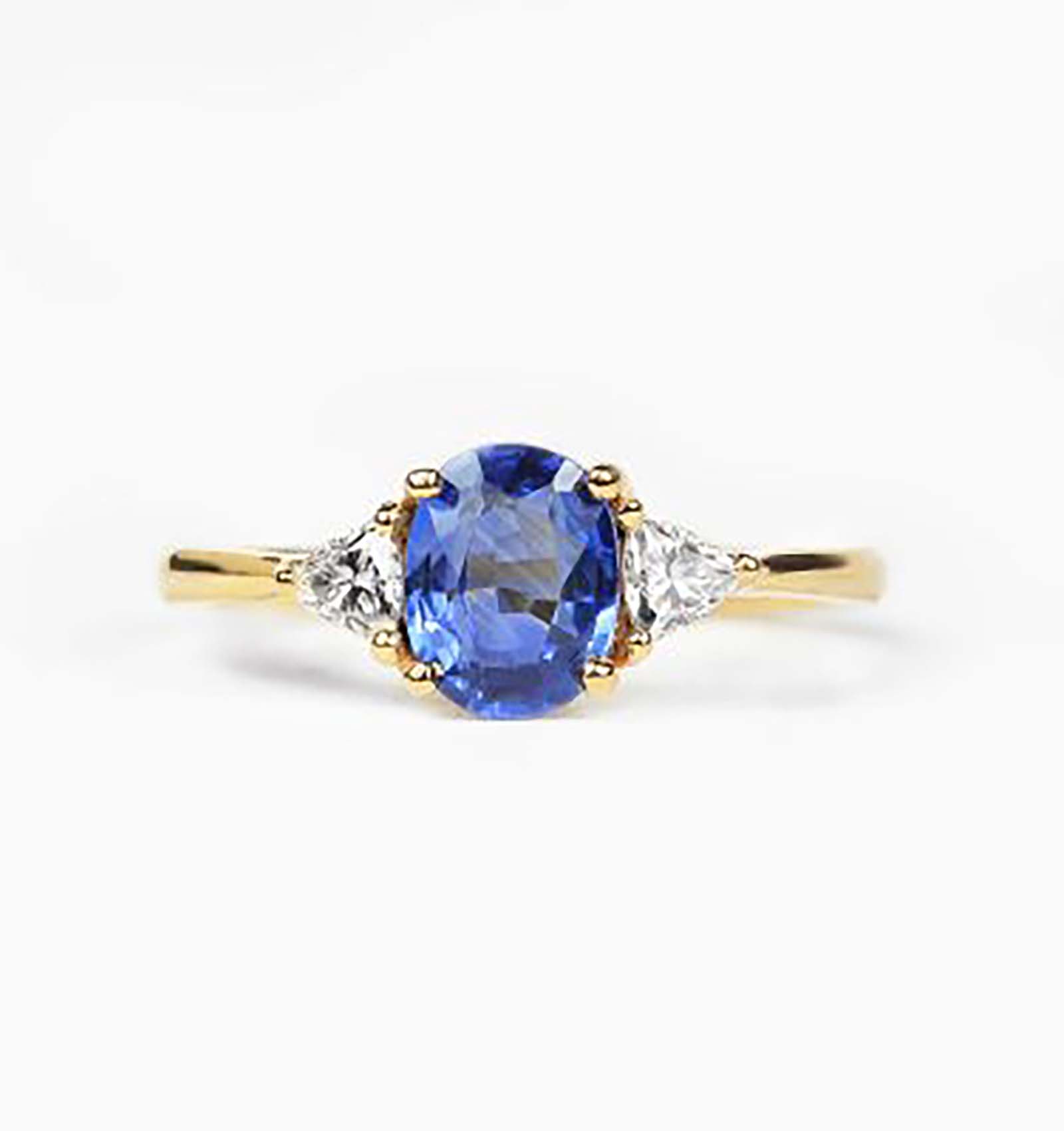 1.0 CT Oval Blue Sapphire Engagement Ring - Sapphire and Diamond Ring ...