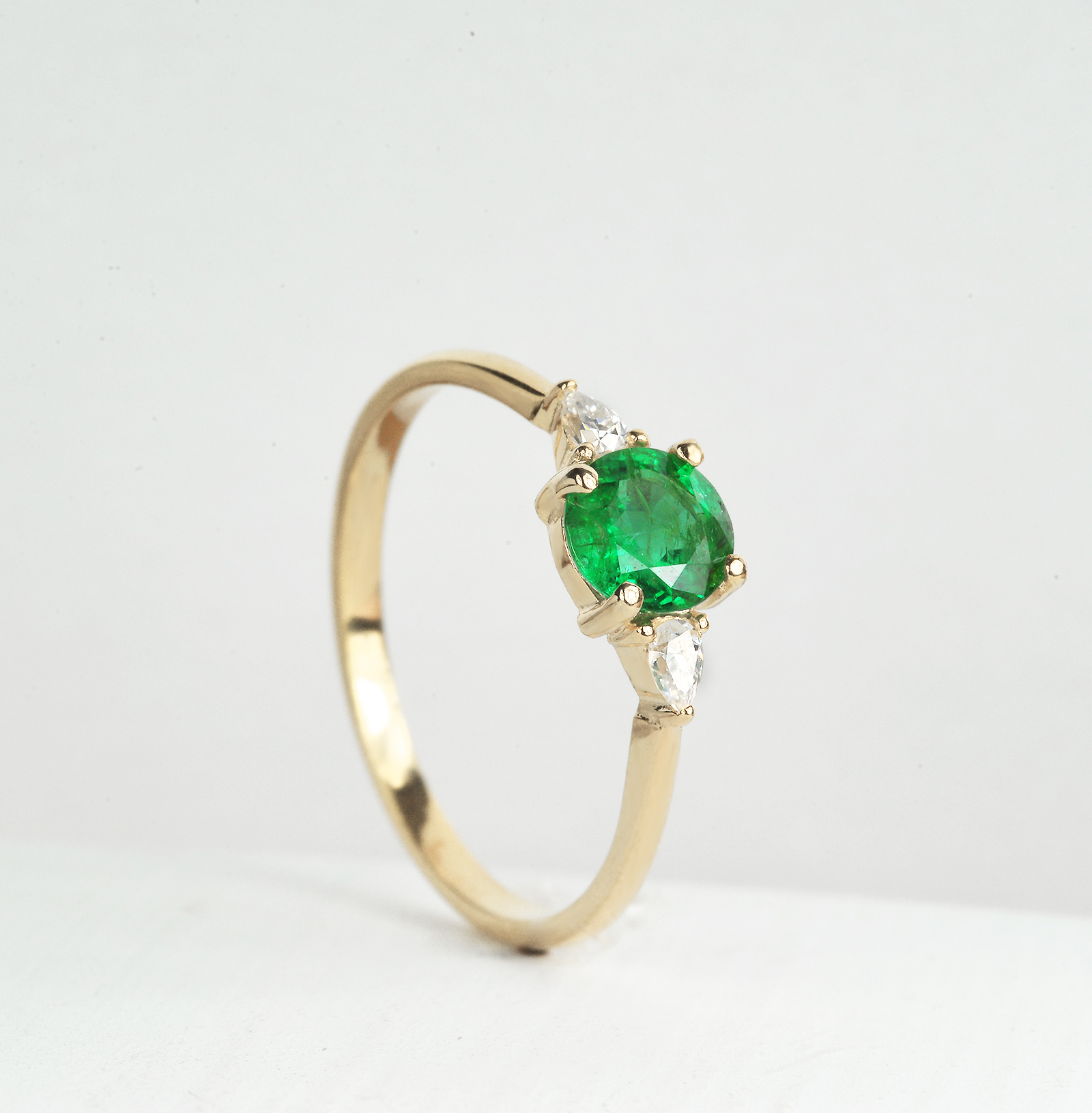 emerald and diamond engagement ring