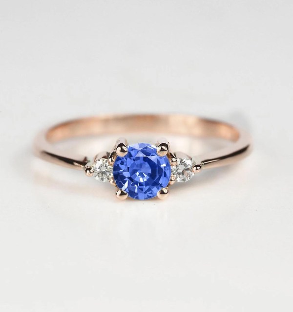 elegant light blue three stones ring