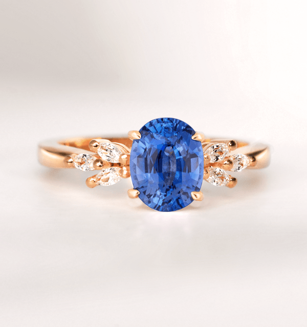 Rose gold blue sapphire engagement ring