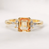 Peach sapphire diamond engagement ring