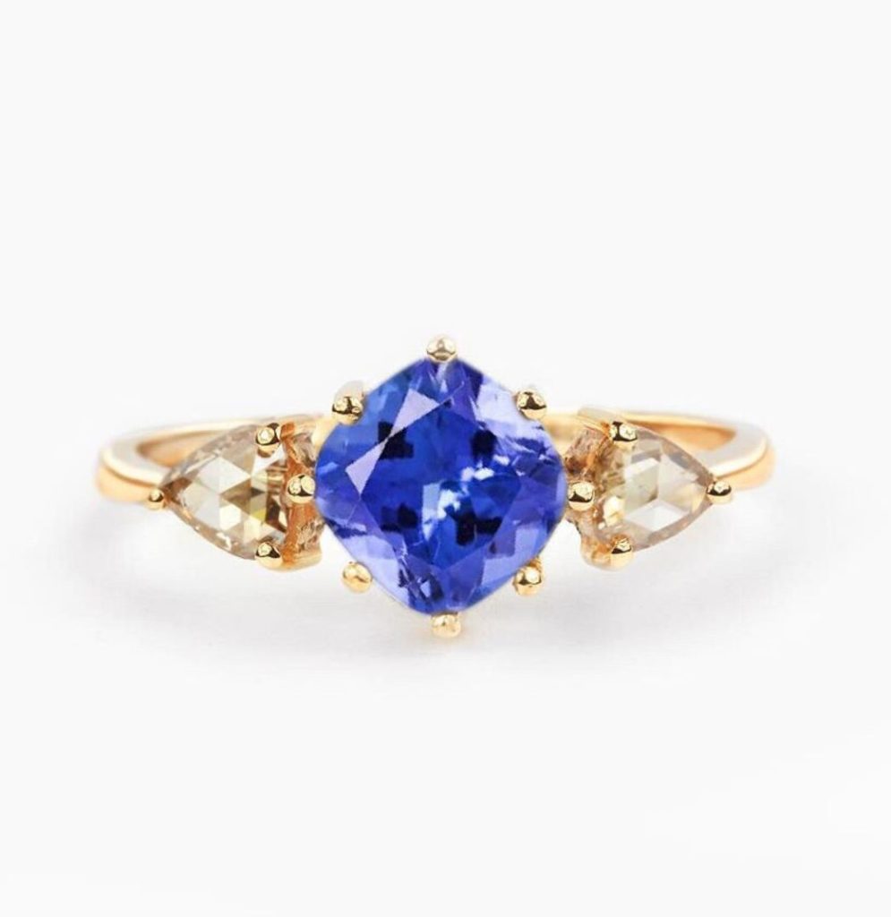 1.0ct Cushion Cut Light Blue Sapphire Engagement Ring DIORAH JEWELLERS