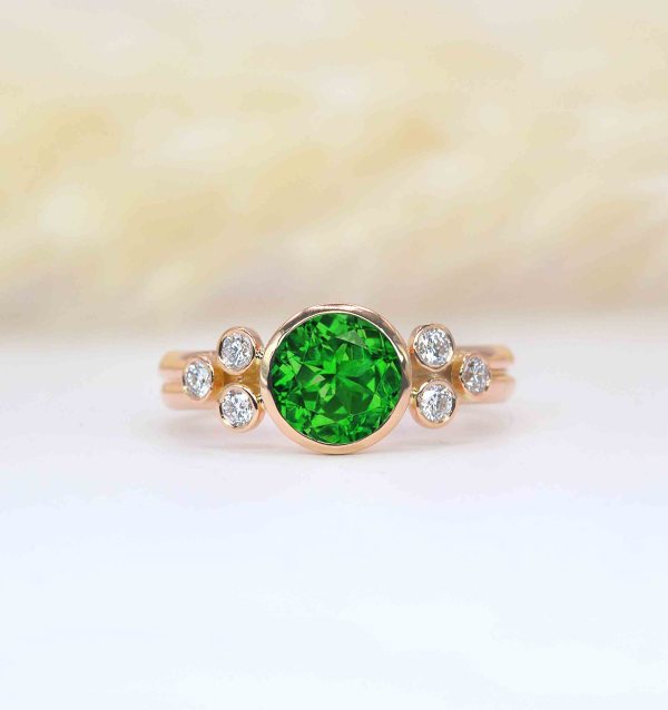 green tsavorite unique ring