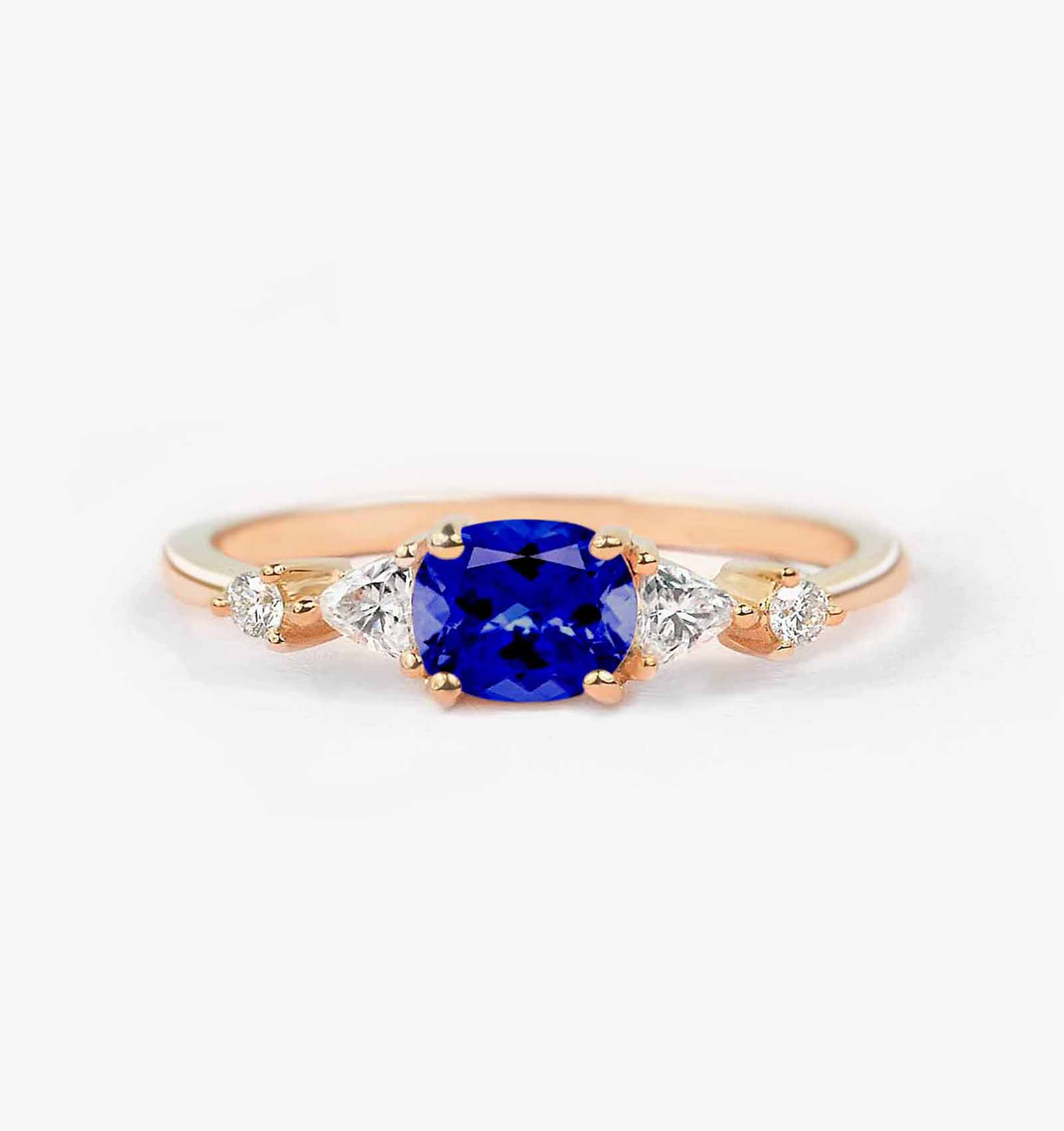 medium blue rose gold ring