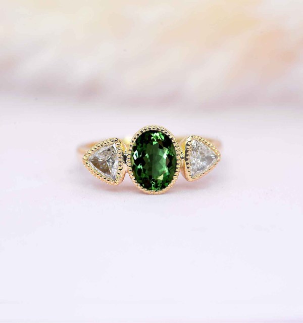 oval green tourmaline ring