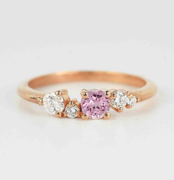 light pink sapphire dainty engagement ring