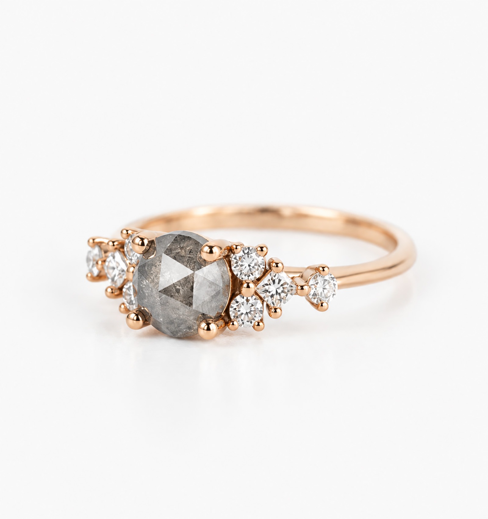 Salt And Pepper Diamond Cluster Engagement Ring - Image 3
