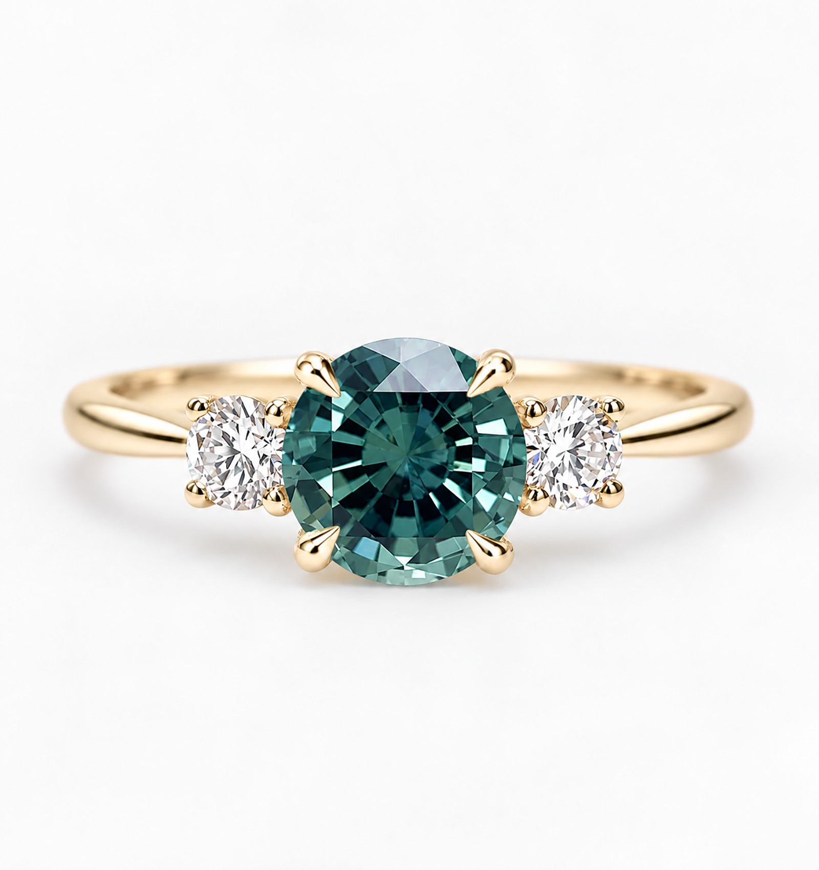 1ct natural teal sapphire engagement ring