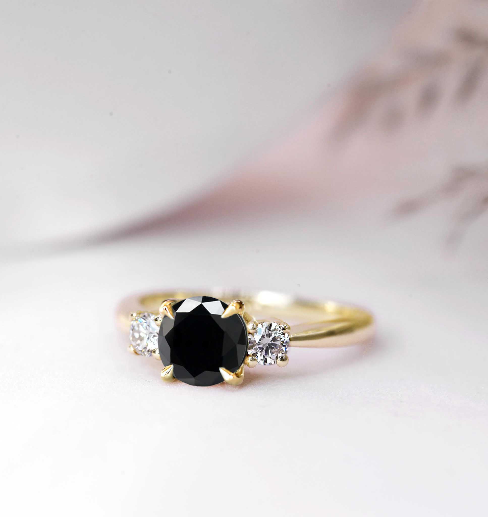 art deco black ring