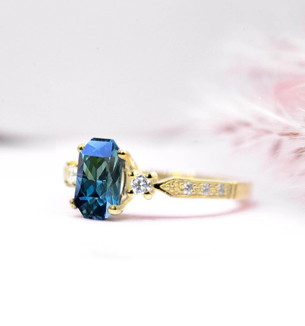 teal sapphire ring