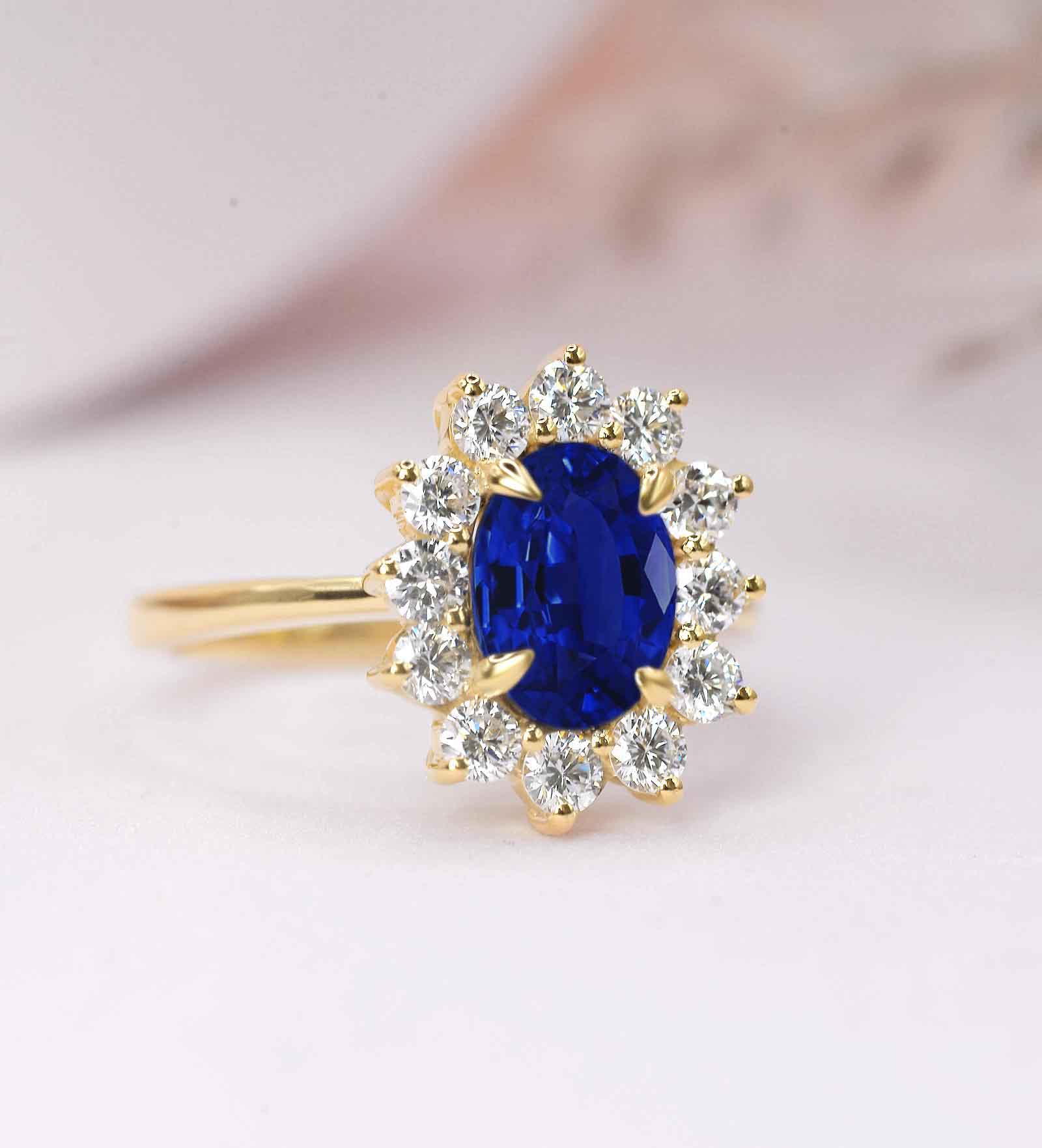 blue sapphire diamond cluster