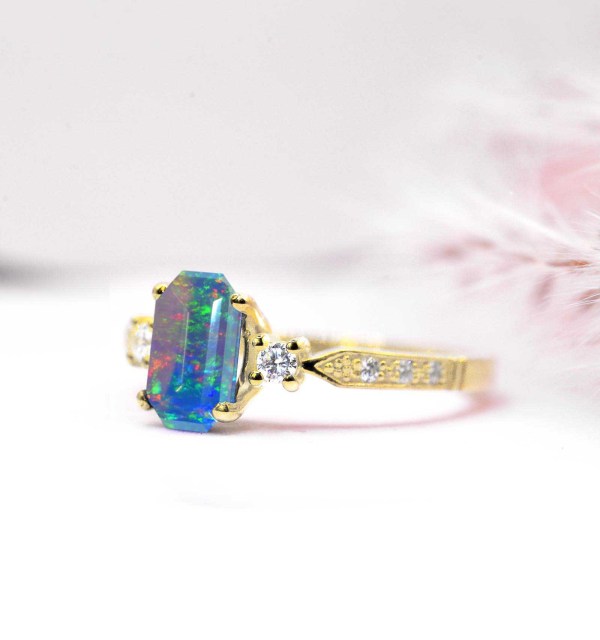 emerald opal dainty ring
