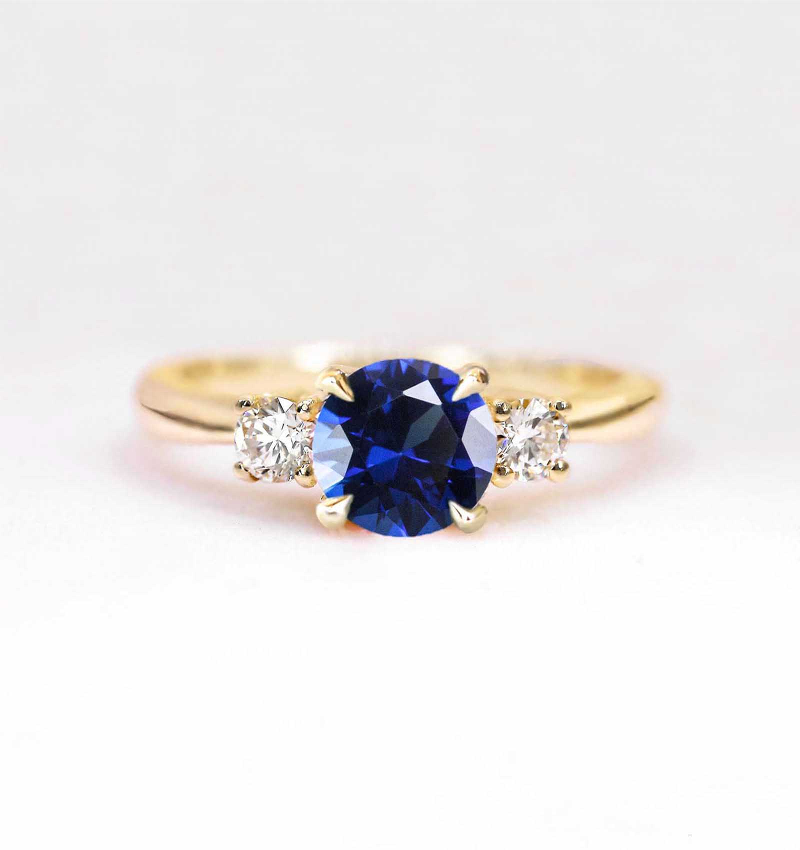 1.0ct Dark Blue Sapphire Featuring Ring - DIORAH JEWELLERS