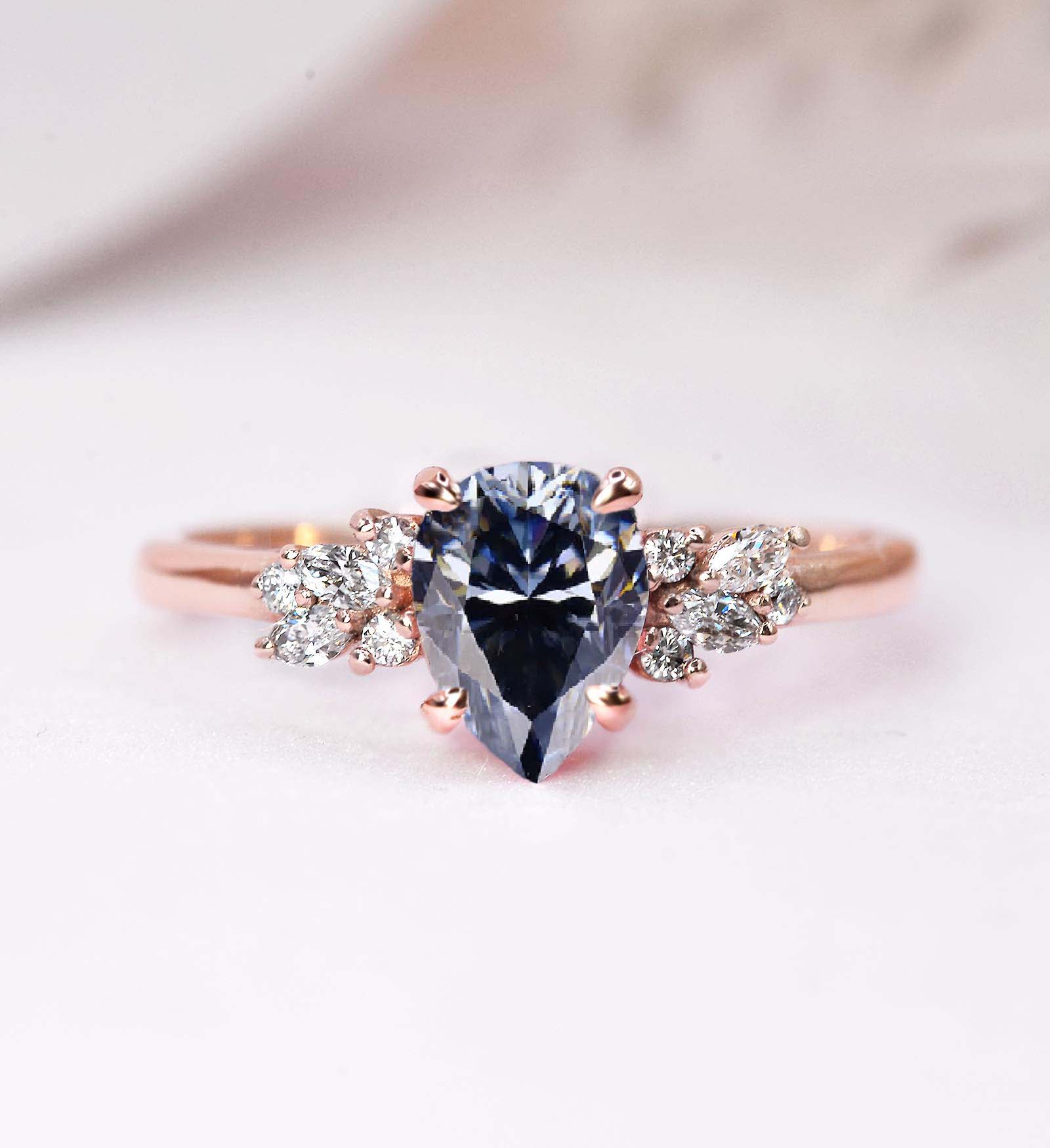gray moissanite ring
