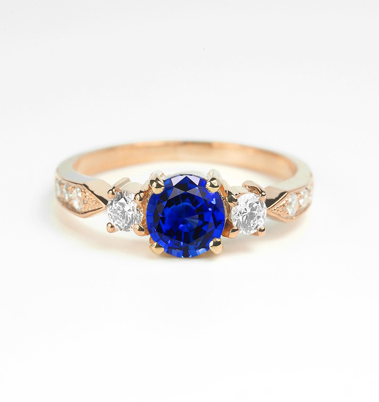 6mm Blue Sapphire Engagement Ring - DIORAH JEWELLERS