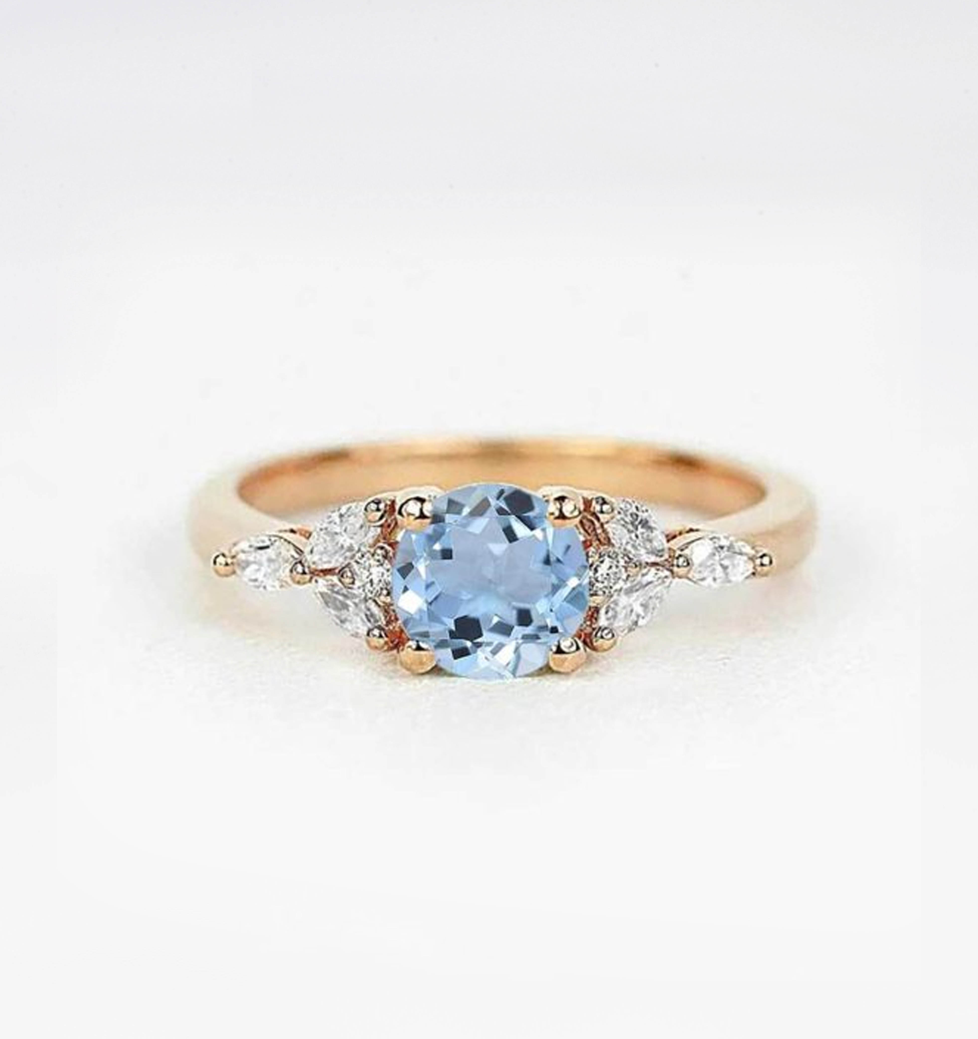 1.0ct Aquamarine And Diamond Ring
