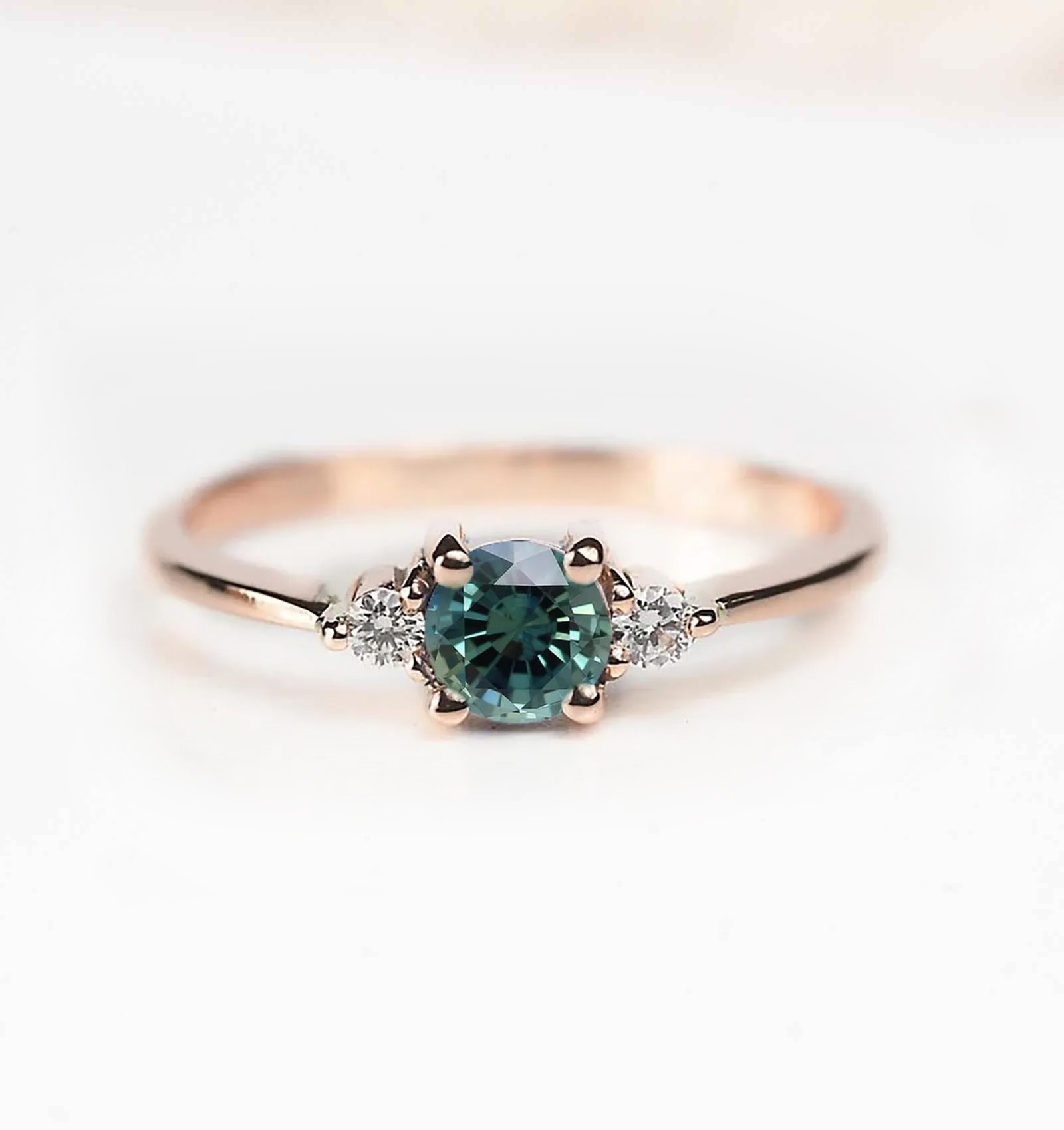 minimal teal sapphire ring