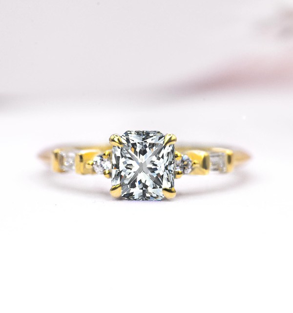 white moissanite engagement ring