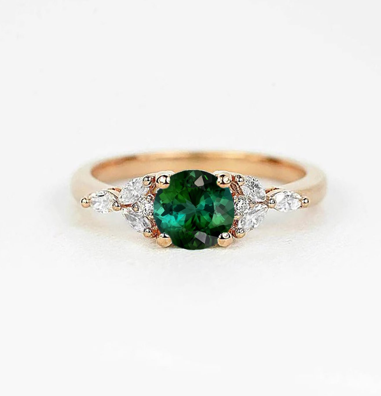6mm green tourmaline cluster ring