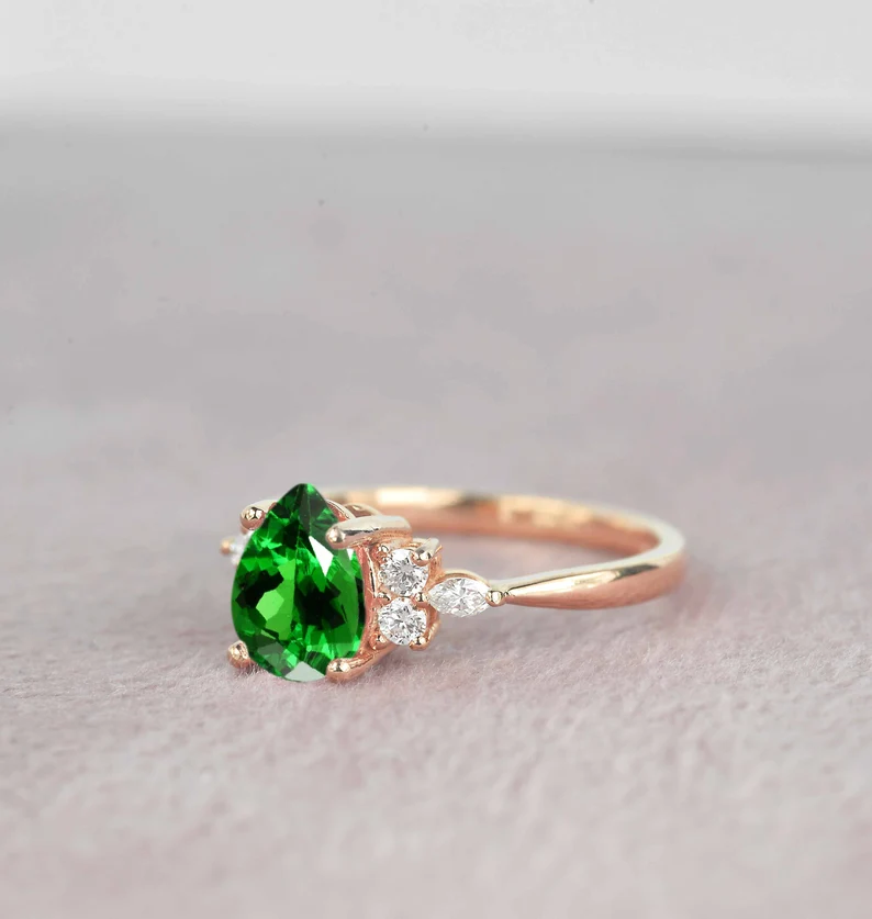 green tsavorite bridal ring