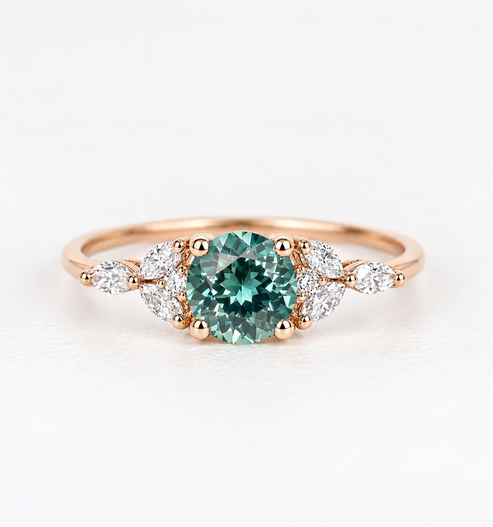 green teal sapphire engagement ring