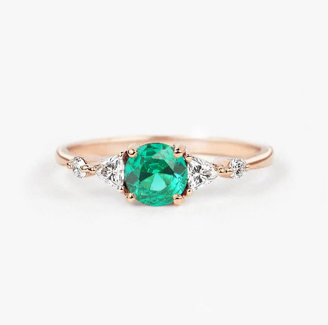 green tourmaline bridal ring
