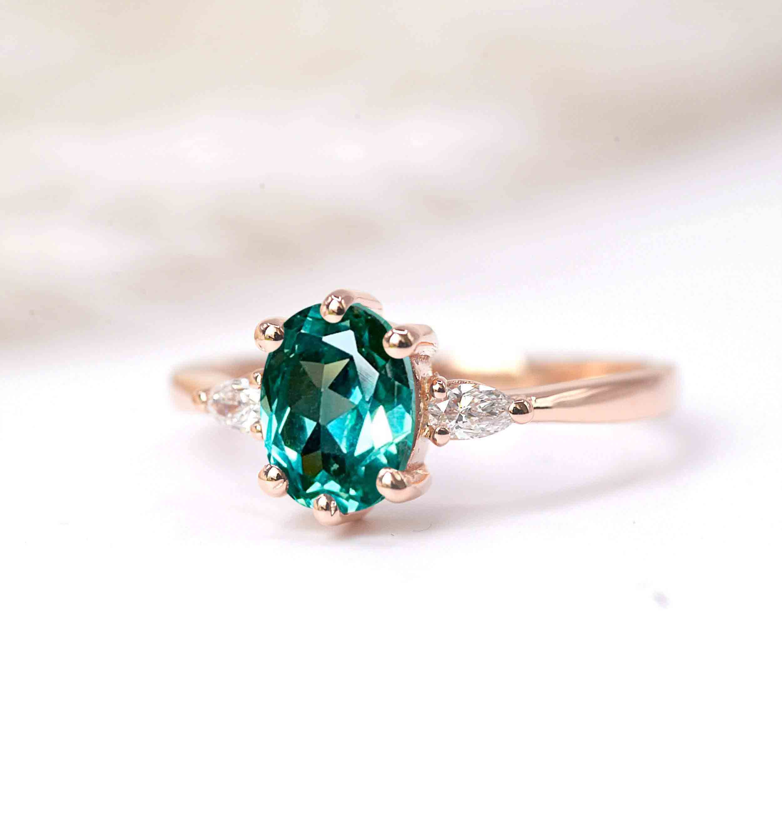 green tourmaline dainty ring