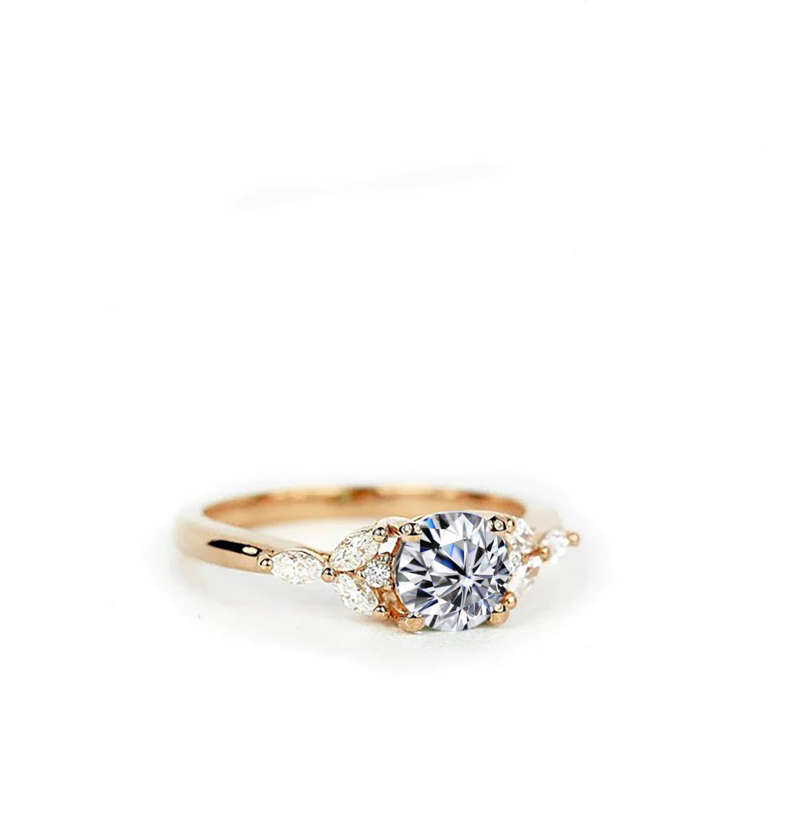 white moissanite cluster ring