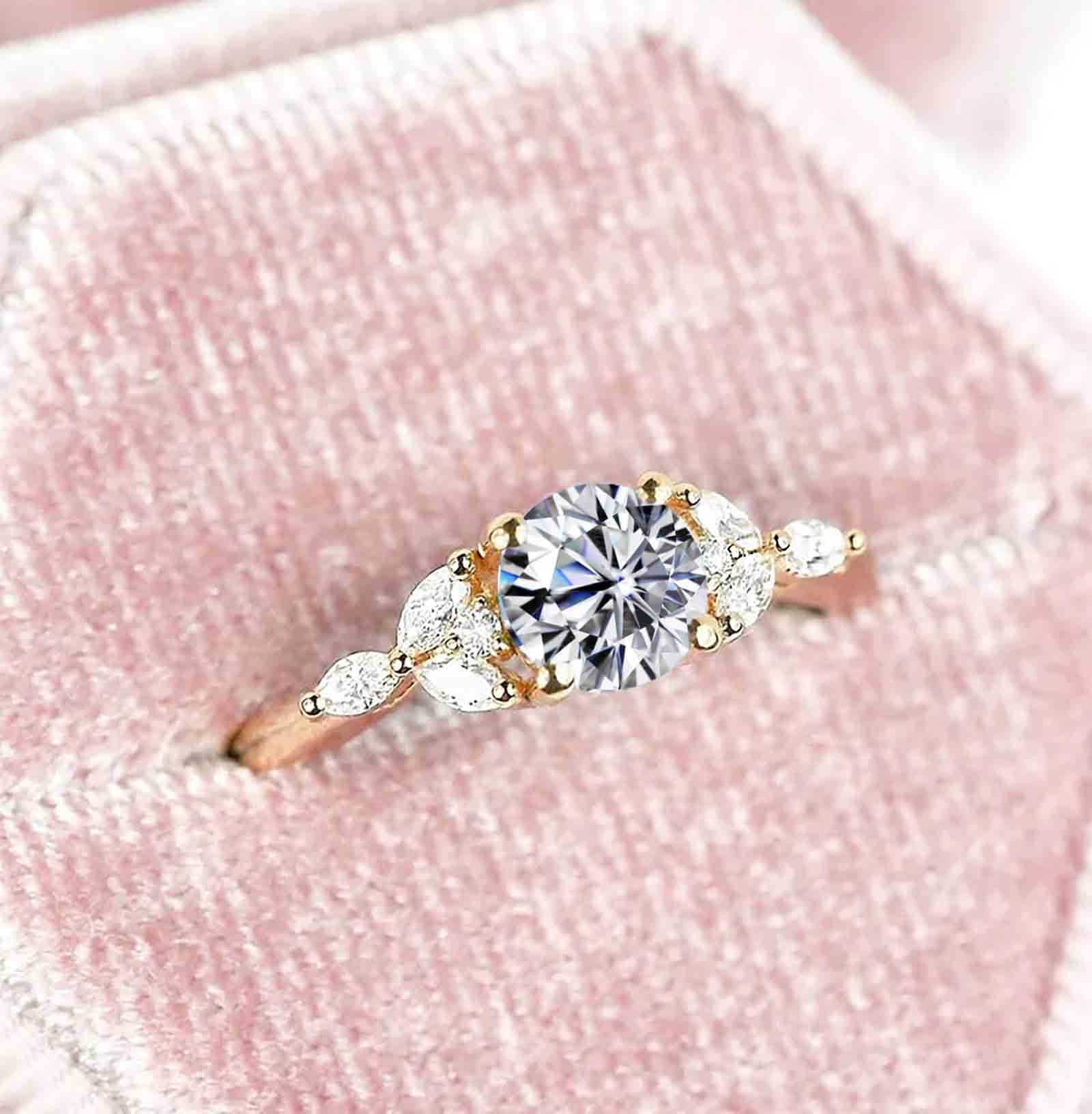 white moissanite cluster ring