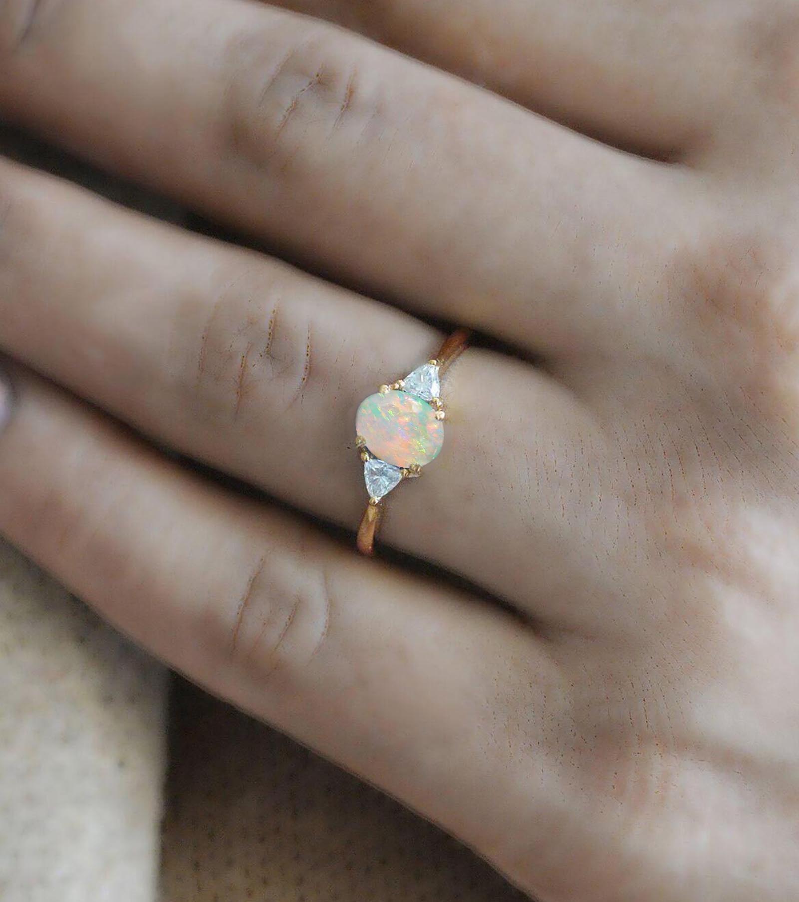 opal minimalist ring