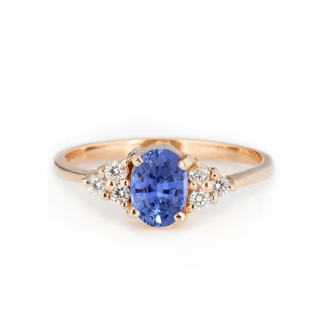 oval light blue sapphire bespoke ring