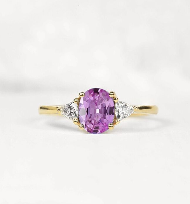 oval light pink sapphire ring