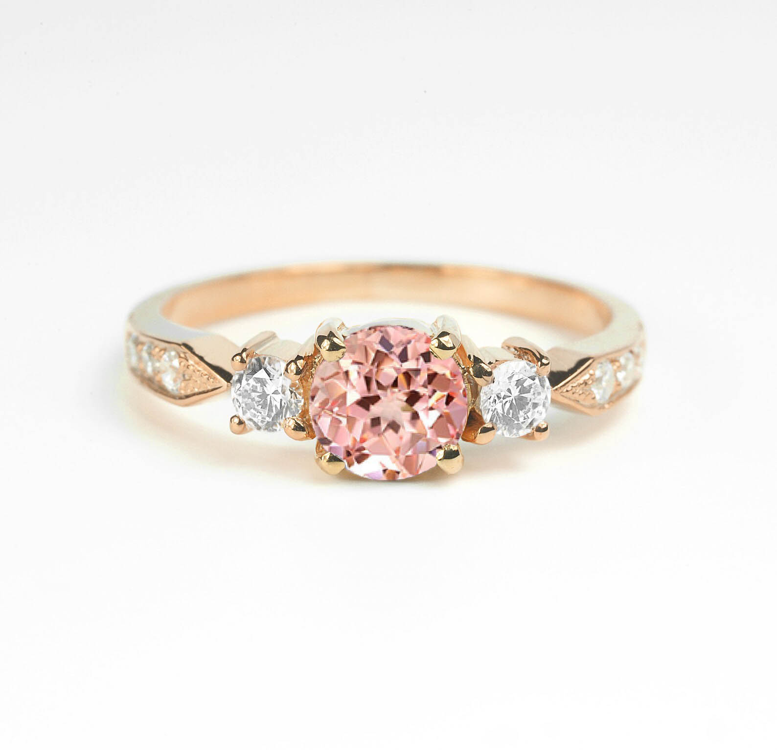 peach sapphire minimalist ring