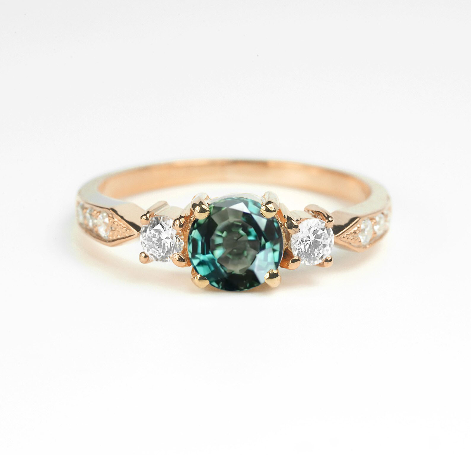 teal sapphire vintage minimalist ring