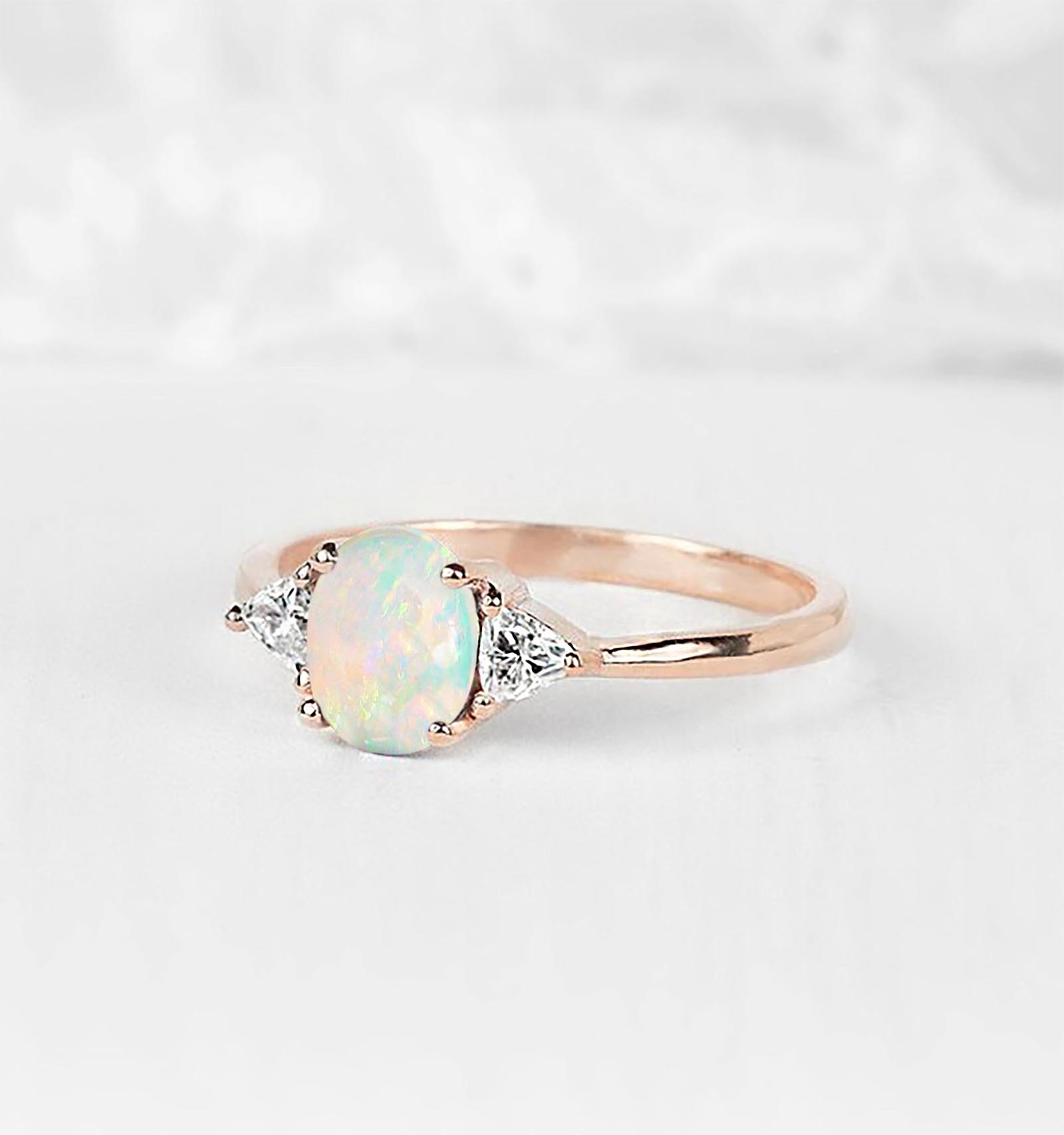 white opal minimalist ring