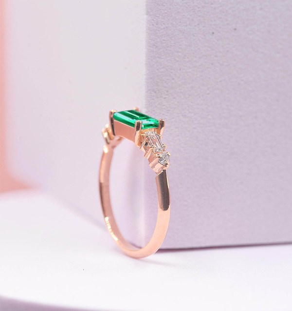 Square Cut Emerald Bespoke Ring for women