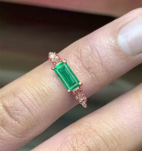 Square Cut Emerald Ring for women
