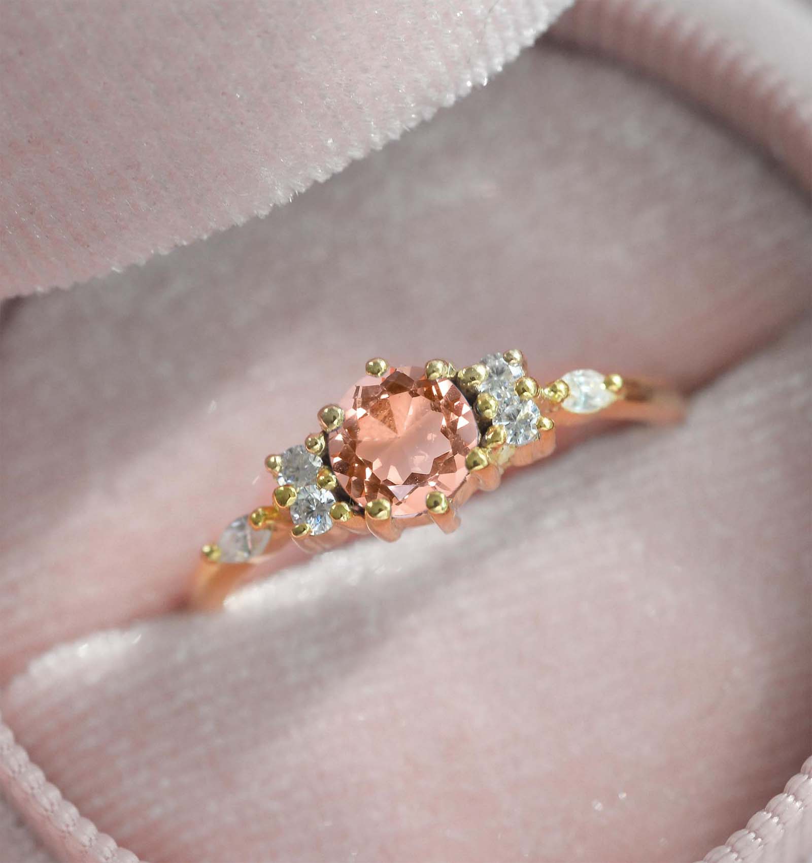 art deco morganite and diamond ring