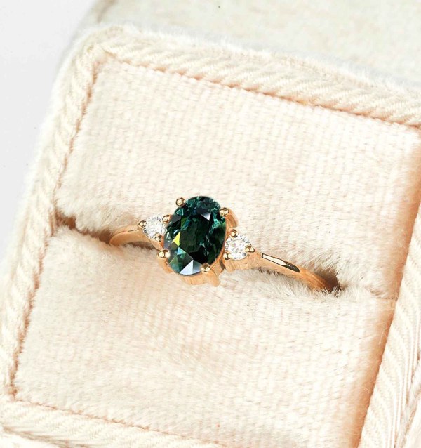 art deco teal sapphire vintage ring