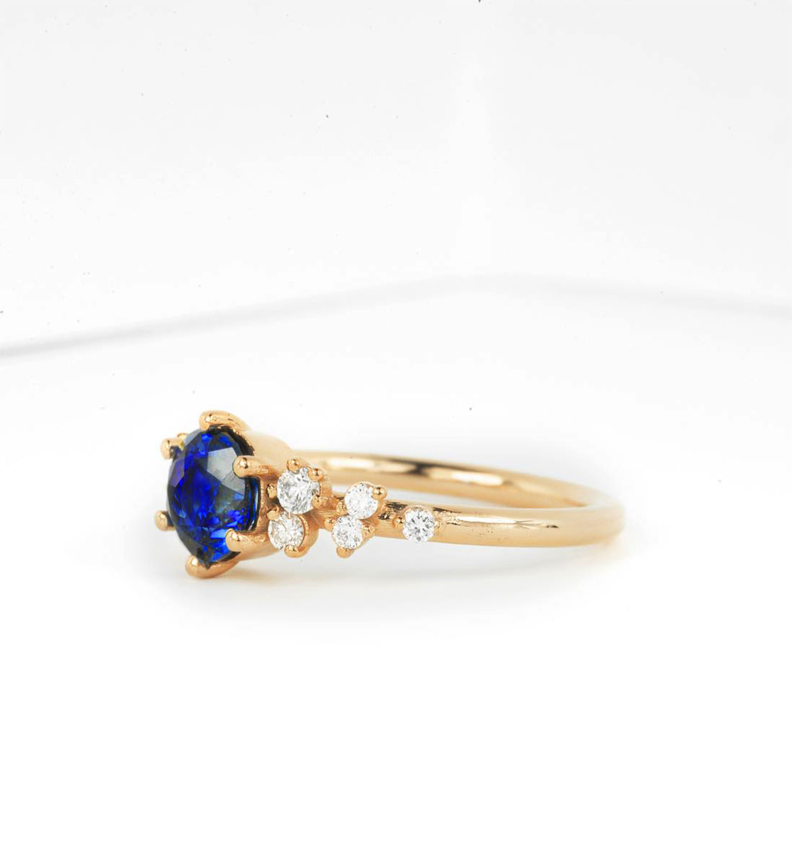 blue sapphire dainty engagement ring