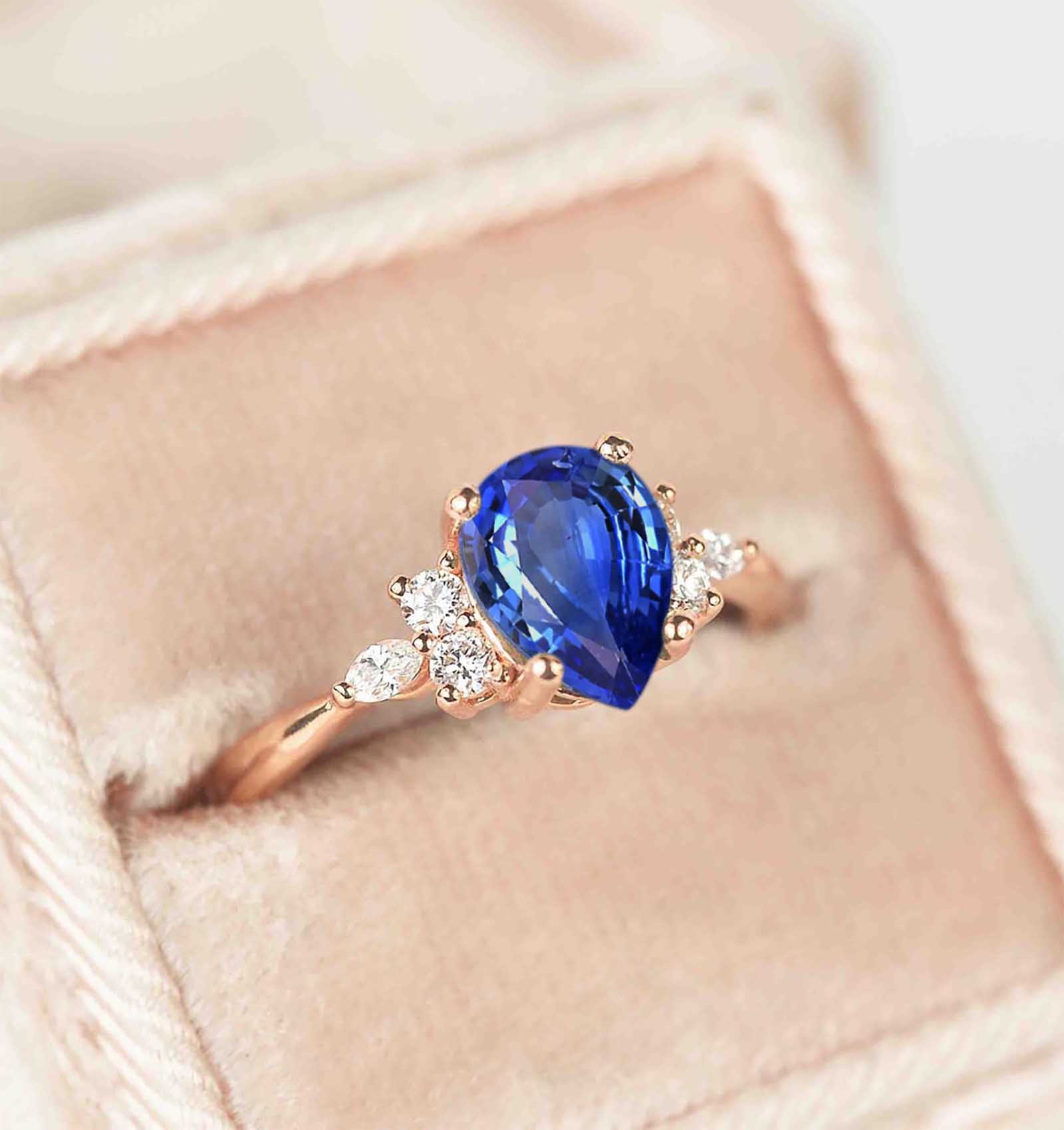 Blue Sapphire and Diamond Cluster Ring DIORAH JEWELLERS