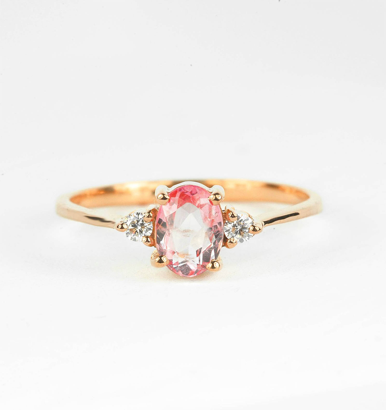 delicate pink sapphire and diamond ring