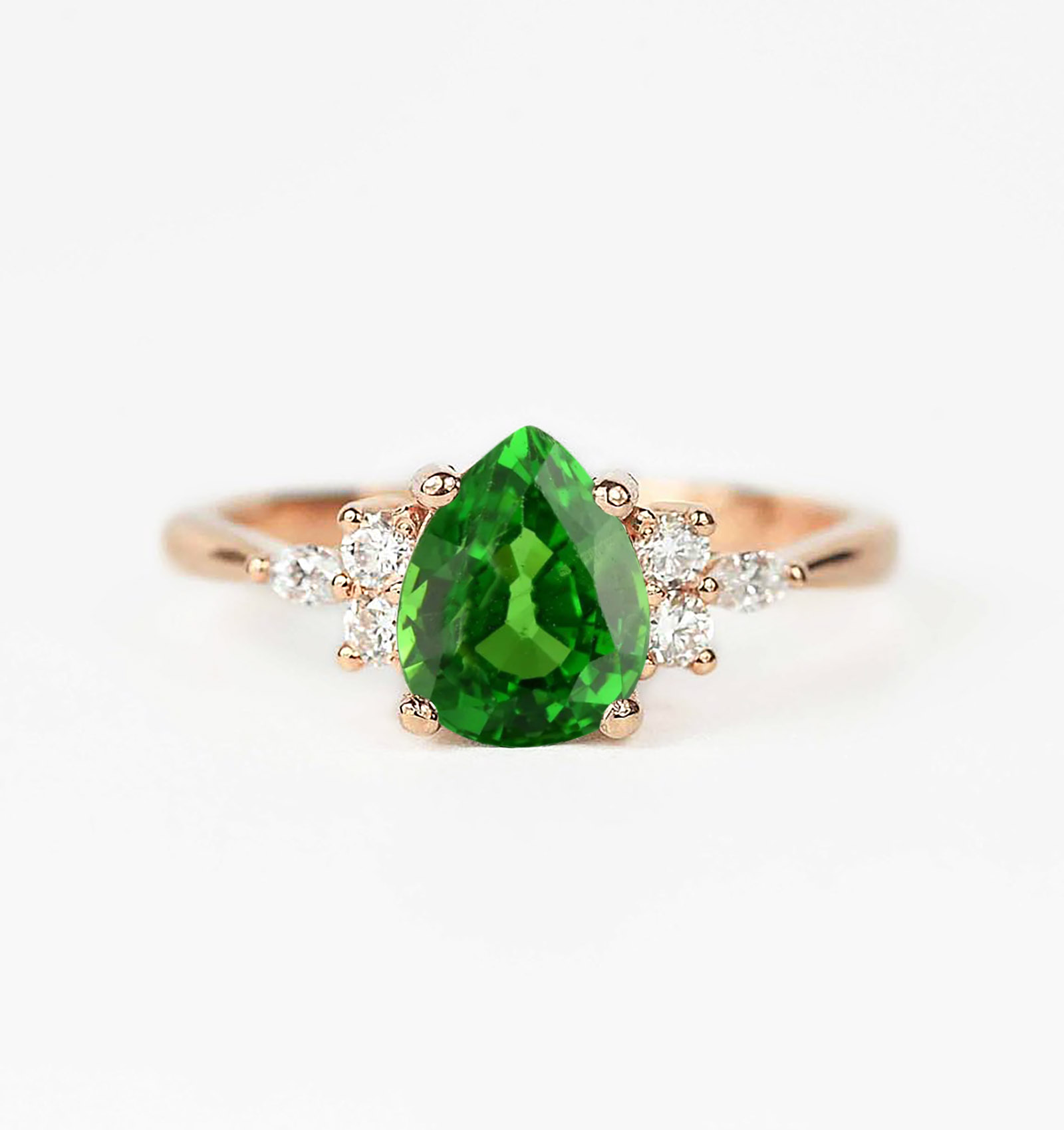 green tsavorite engagement ring
