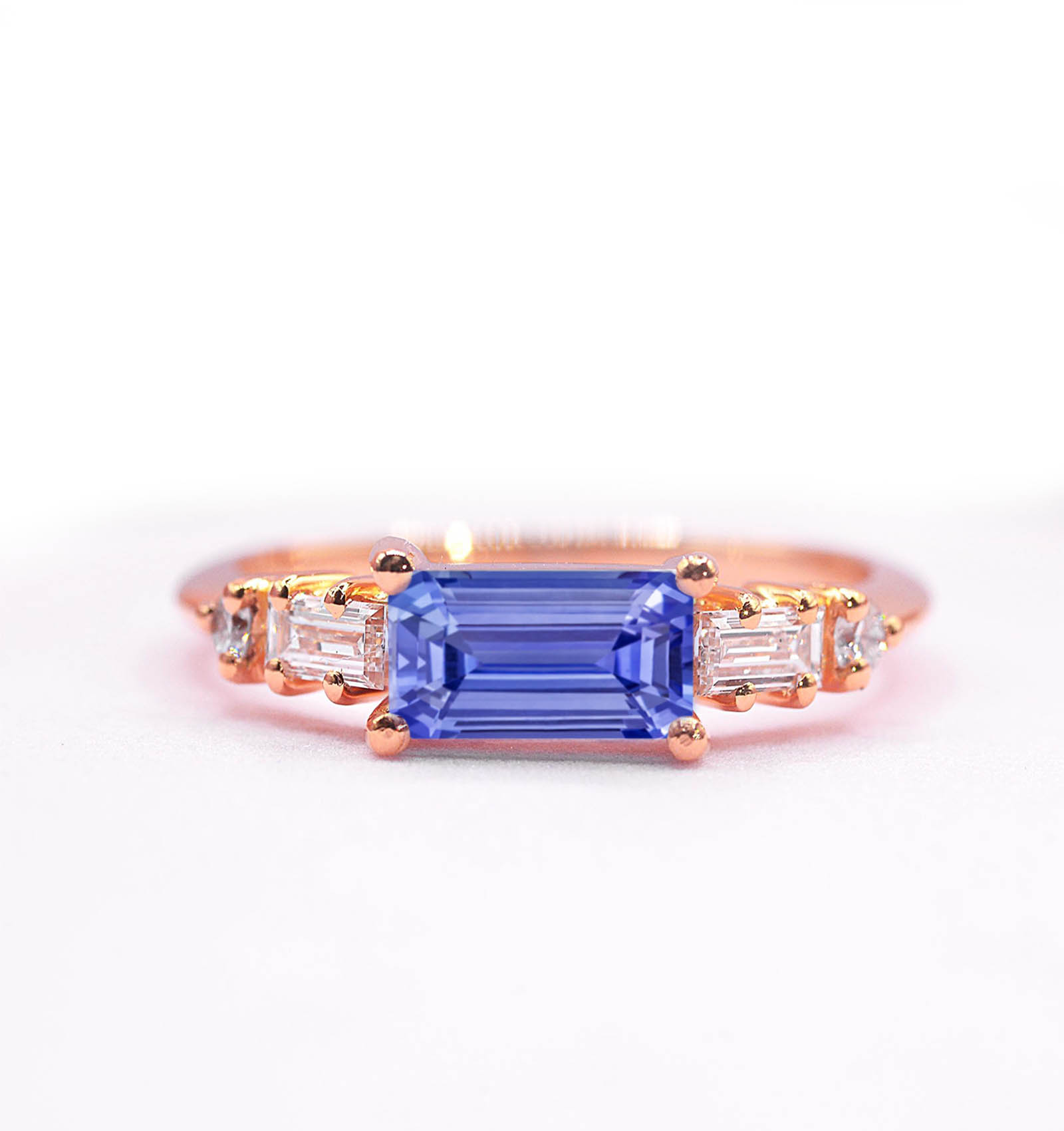 light blue sapphire and diamond bespoke ring for her