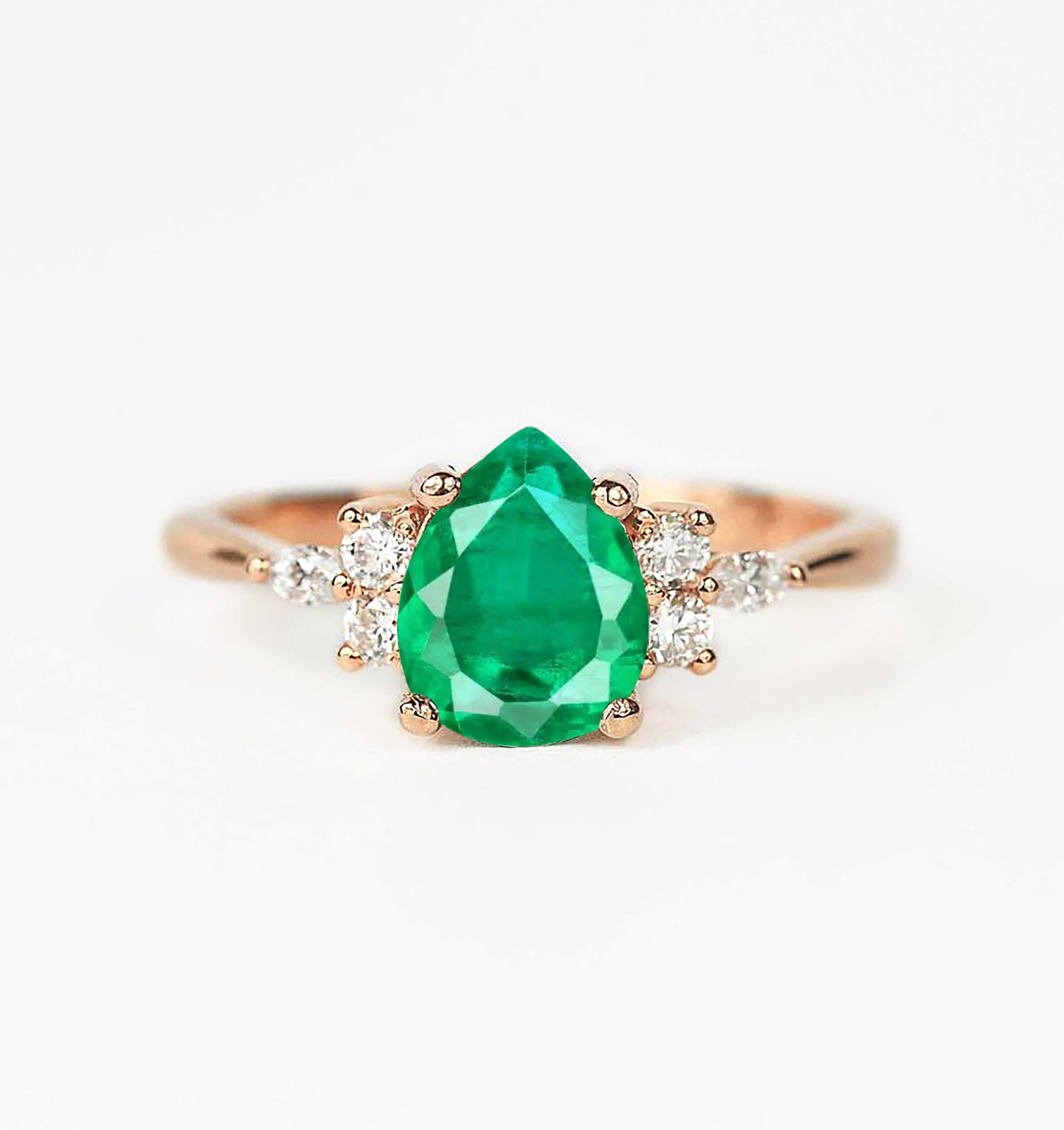 natural emerald engagement ring