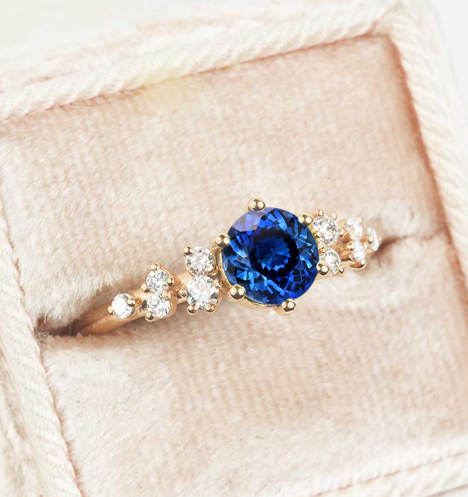 natural blue sapphire cluste ring
