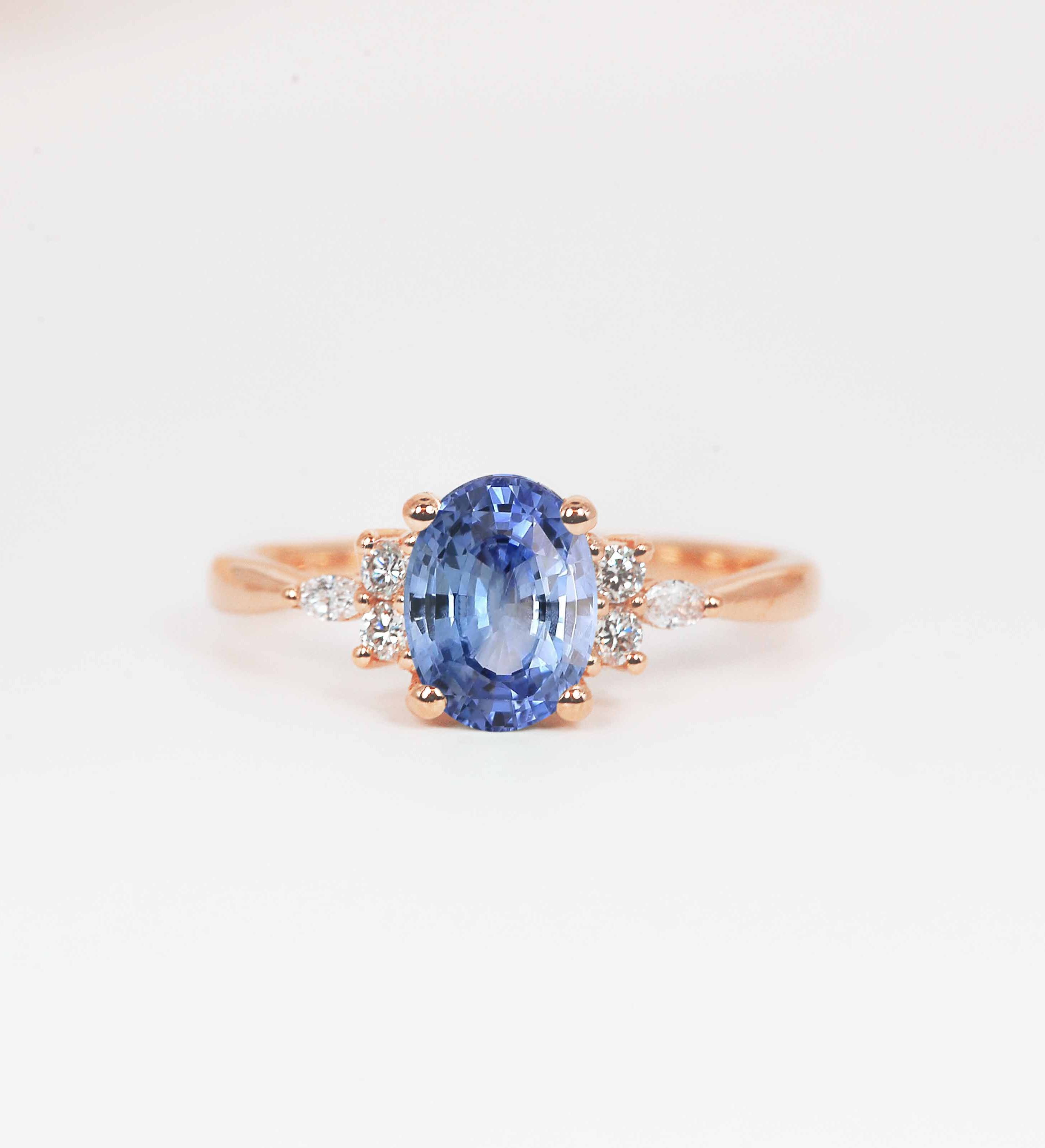 Blue sapphire bridal promise ring